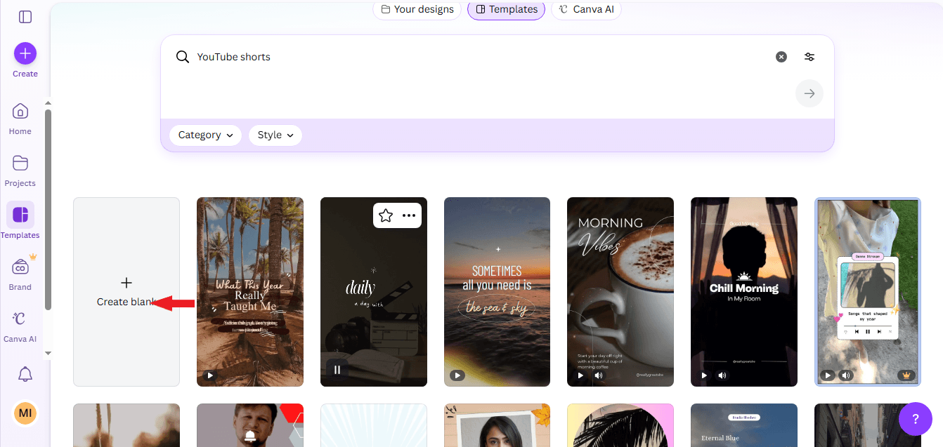 Canva Create Blank