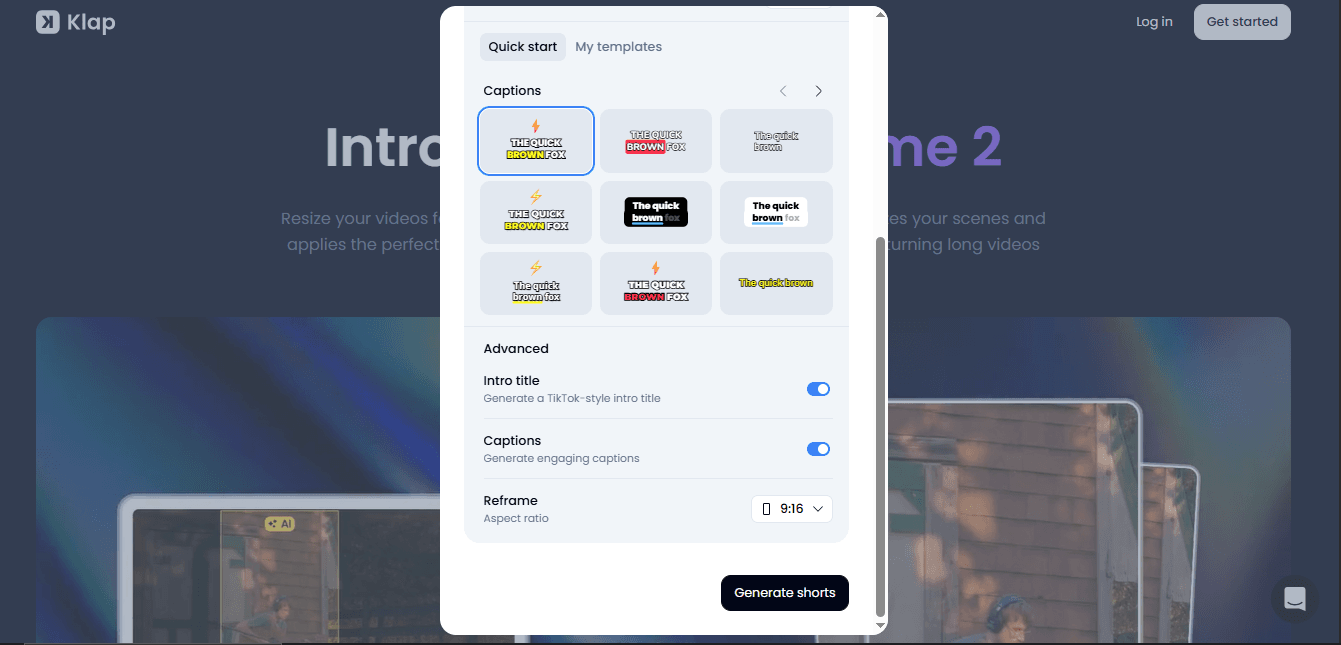 Klap enable auto captions