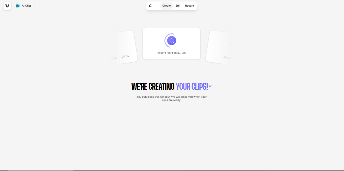 VEED.io creating clips