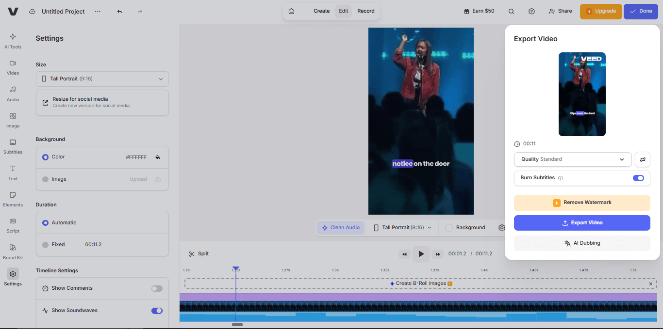 VEED.io export video