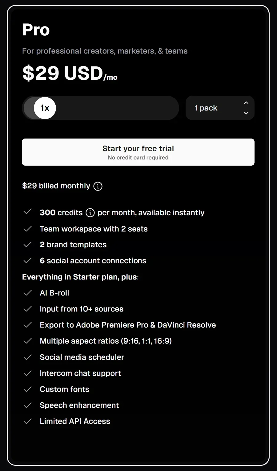Opus Clip Pro Plan