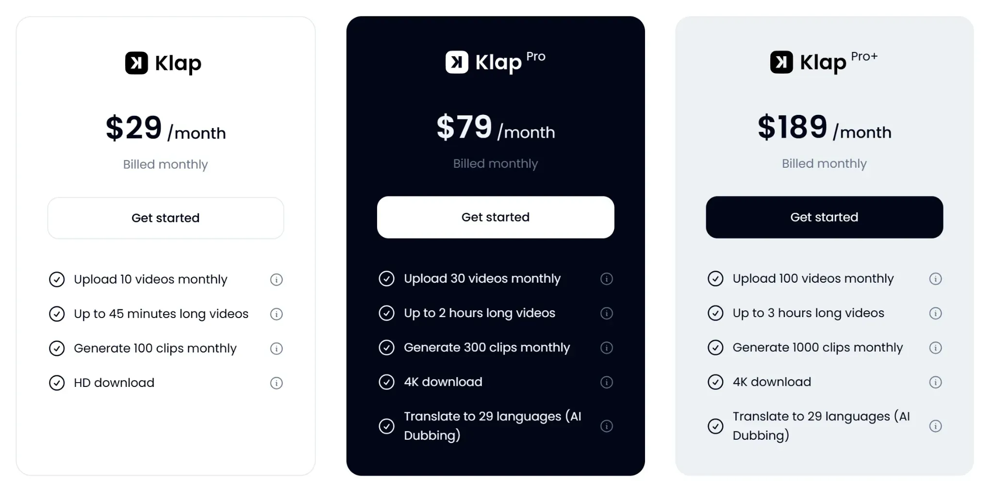 Klap pricing