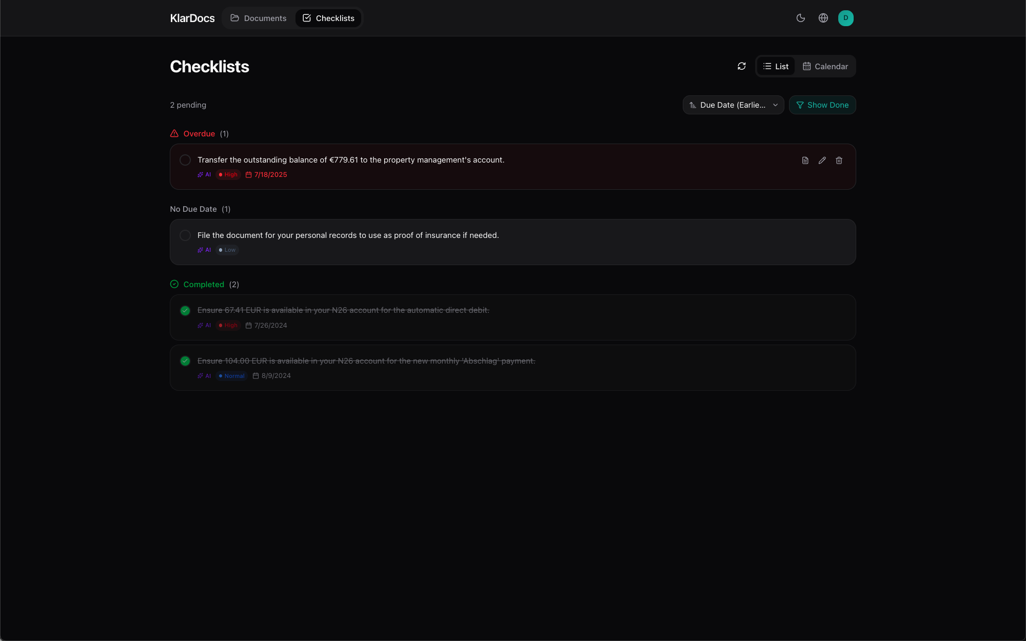Deadlines, payments, and tasks — in one place