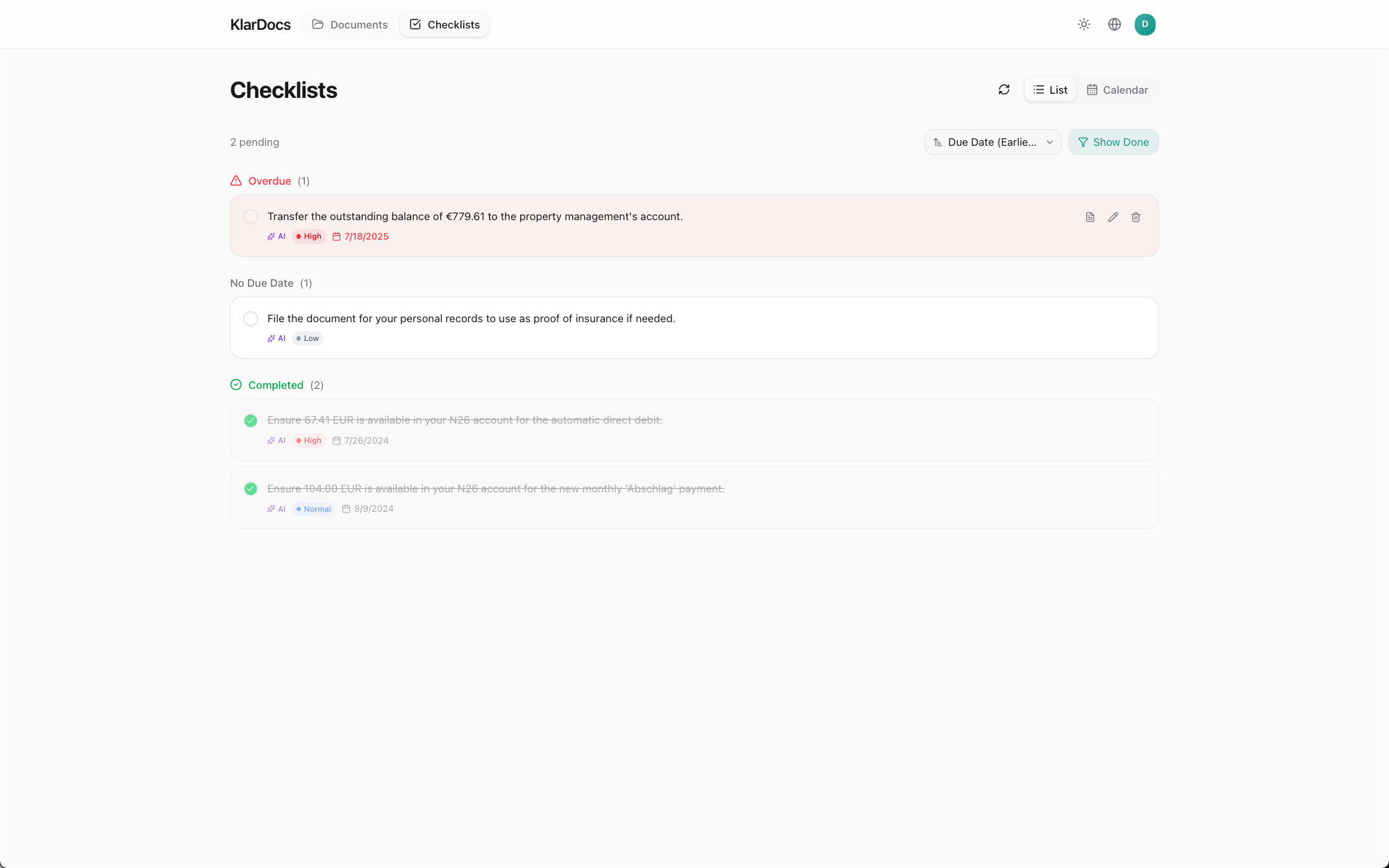 Deadlines, payments, and tasks — in one place