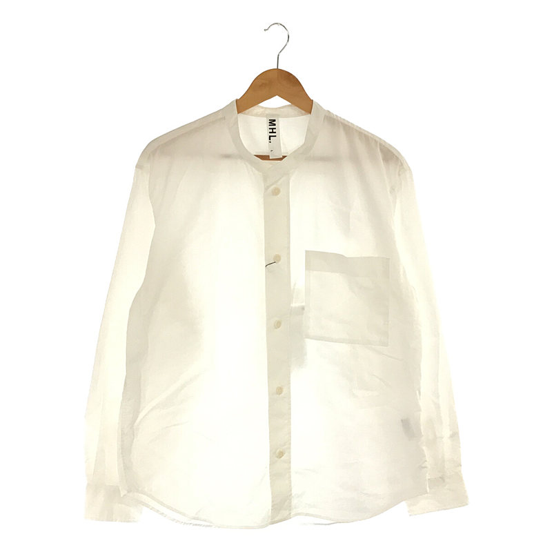 GARMENT DYE BASIC POPLIN コットン バンドカラー カラーレス シャツ