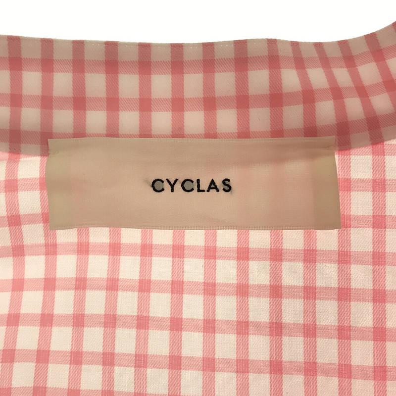 CYCLAS / シクラス コットン ギンガムチェック バンドカラー タックスリーブ シャツ