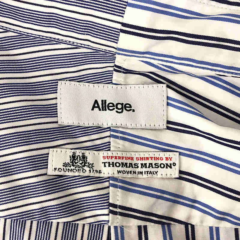 ALLEGE / アレッジ × THOMAS MASON トーマスメイソン別注 コットン ストライプ ドッキング 半袖 シャツ