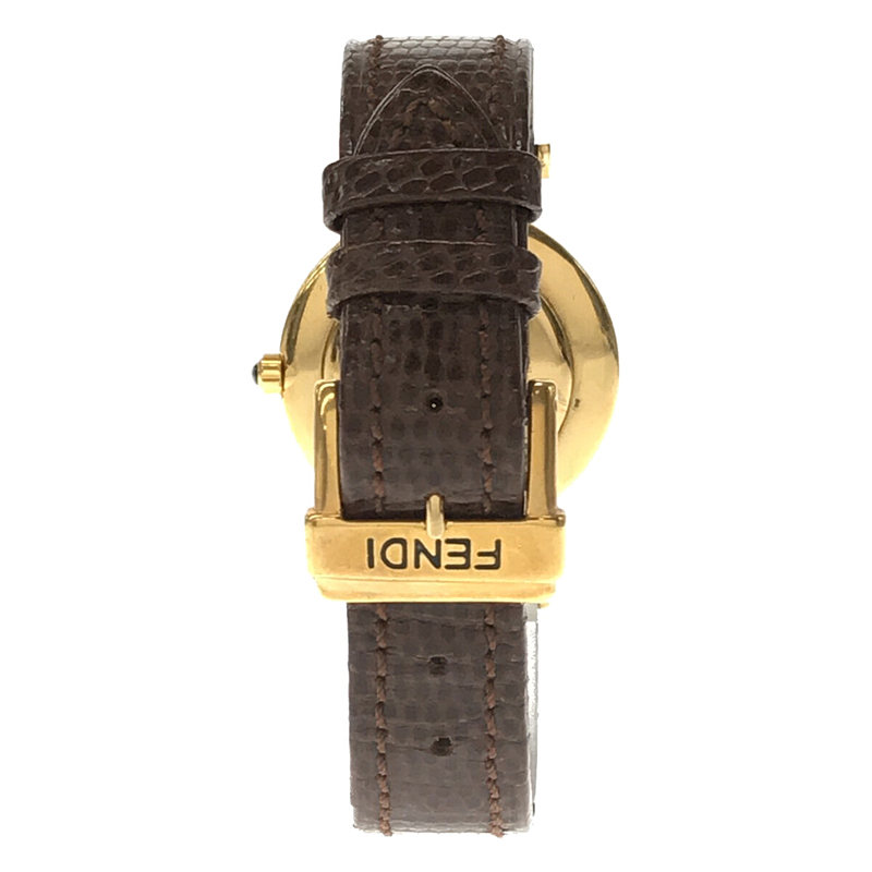 320G Gold Tone Dress Watch FF ロゴ レザーベルト クオーツ 腕時計 ケース付き ユニセックスFENDI / フェンディ