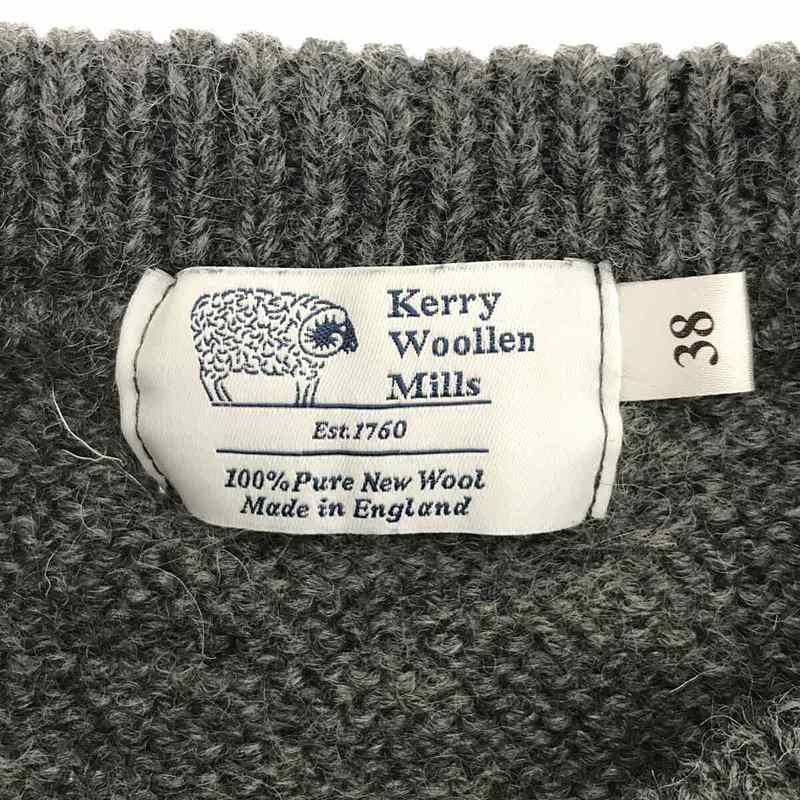 KERRY WOOLLEN MILLS / ケリーウールンミルズ 英国製 ウール パールステッチ ドロップショルダー クルーネック ニット セーター