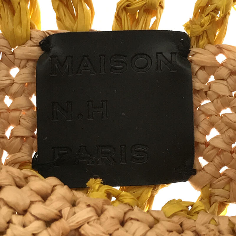 MAISON N.H PARIS / メゾンエヌアッシュパリ サークル ラフィア カゴ トート バッグ タッセル付き