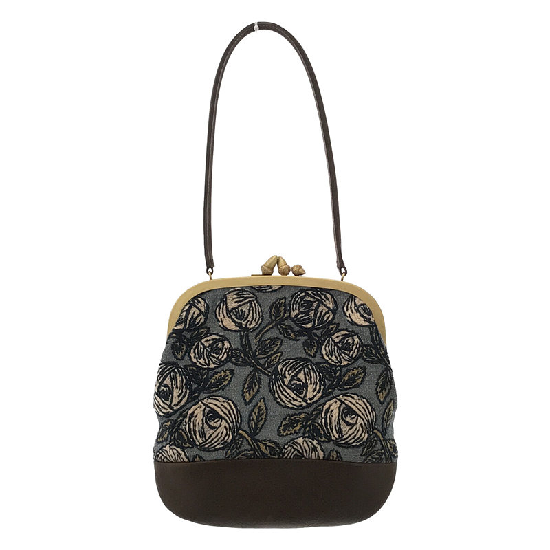 箱・タグ付き cuddle purse -rosy- がま口 真鍮どんぐり ローズ 刺繍