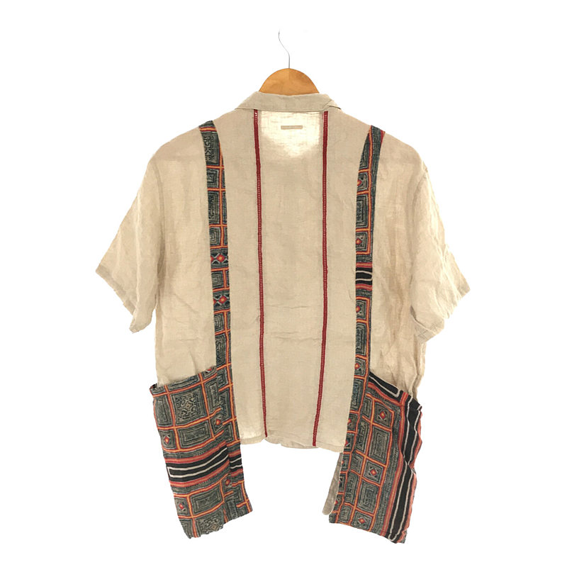 KAPITAL / キャピタル 総柄 コットン切替 リネン オープンカラー シャツ 開襟