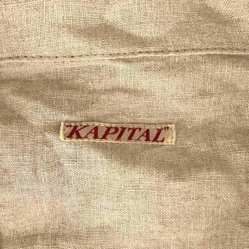 KAPITAL / キャピタル 総柄 コットン切替 リネン オープンカラー シャツ 開襟
