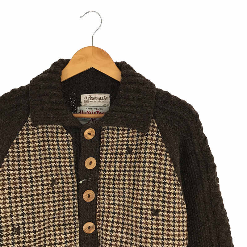 INVERALLAN / インバーアラン ×Harris Tweed ハリスツイード別注 スコットランド製 3A ハンドニット 千鳥格子柄 カーディガン 襟付き