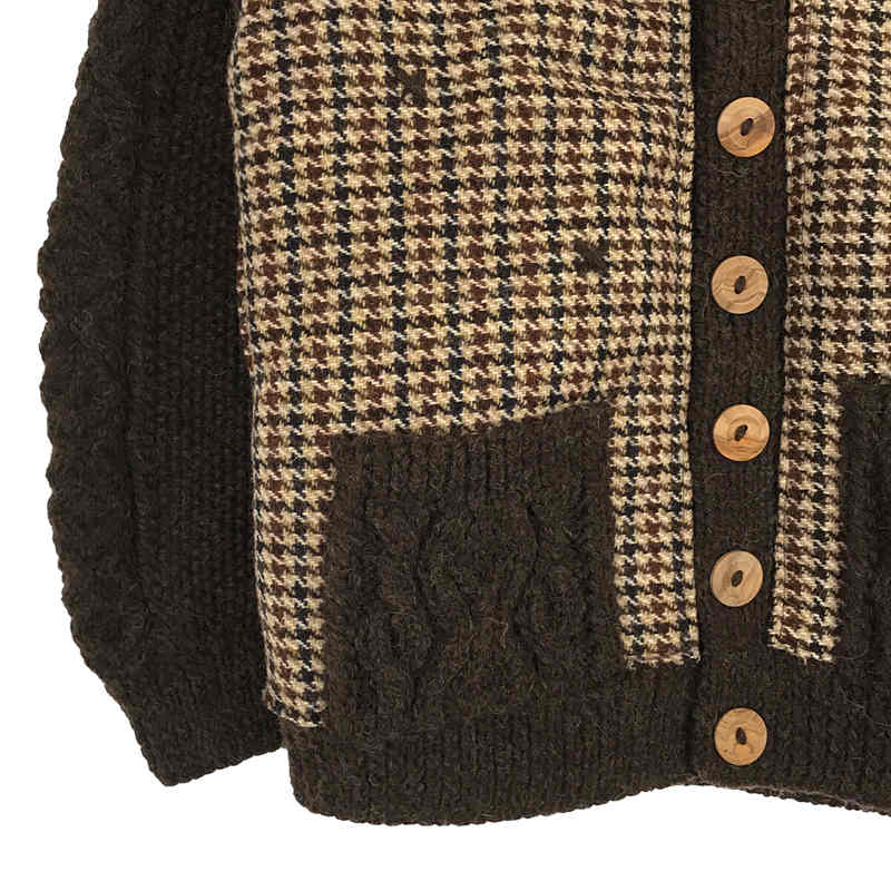 INVERALLAN / インバーアラン ×Harris Tweed ハリスツイード別注 スコットランド製 3A ハンドニット 千鳥格子柄 カーディガン 襟付き