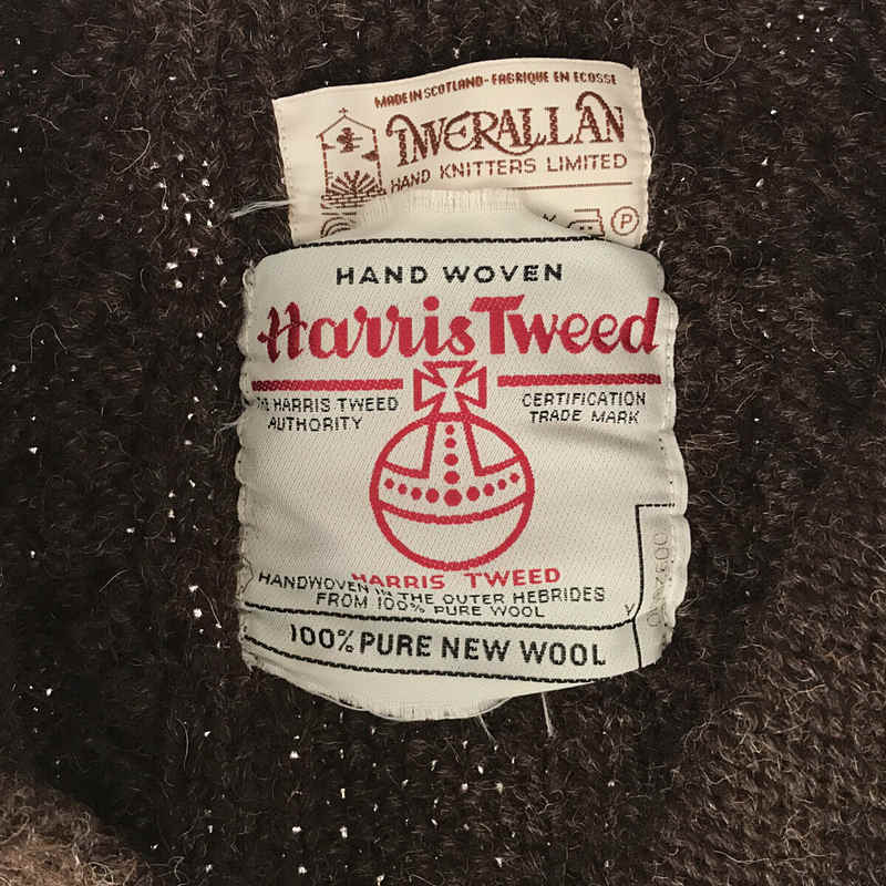 INVERALLAN / インバーアラン ×Harris Tweed ハリスツイード別注 スコットランド製 3A ハンドニット 千鳥格子柄 カーディガン 襟付き