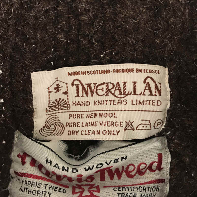 INVERALLAN / インバーアラン ×Harris Tweed ハリスツイード別注 スコットランド製 3A ハンドニット 千鳥格子柄 カーディガン 襟付き