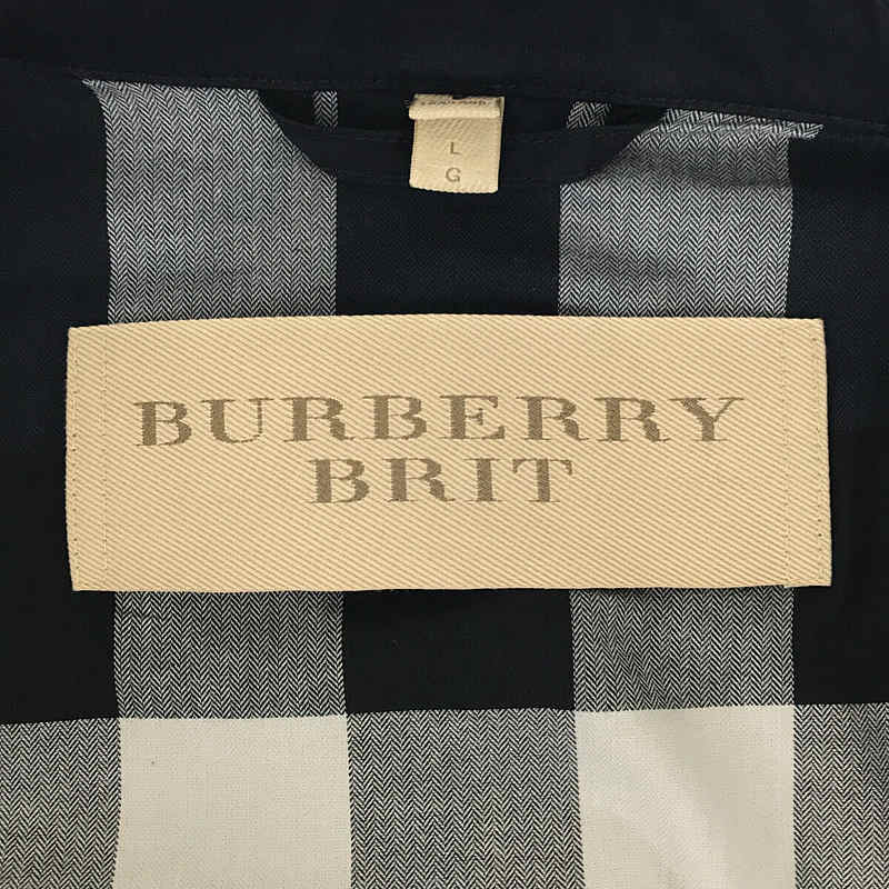 BURBERRY BRIT / バーバリーブリット チンストラップ付き ライニングメガチェック切替 フライフロント コットン ステンカラー コート