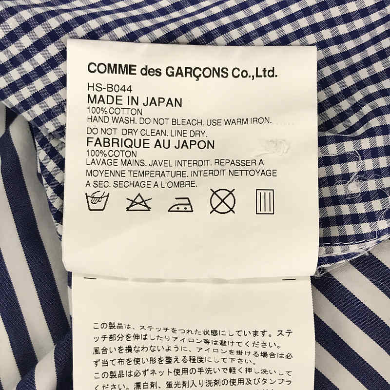 COMME des GARCONS HOMME / コムデギャルソンオム ギンガムチェック ストライプ 切替 半袖シャツ