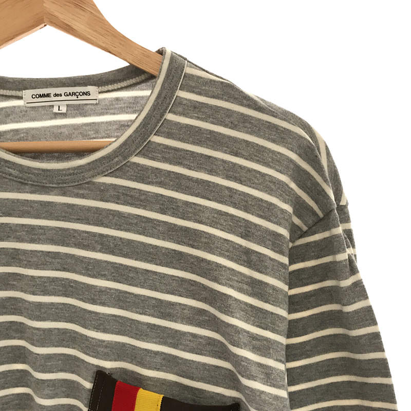 COMME des GARCONS / コムデギャルソン 異素材 ポケット 切替 ボーダー ロングスリーブ Tシャツ