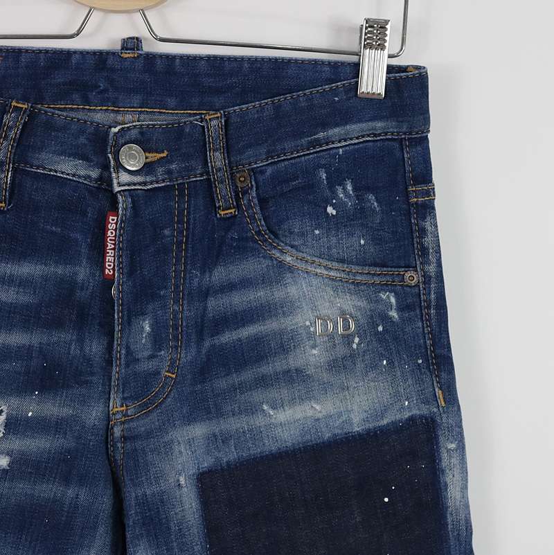 DSQUARED2 / ディースクエアード Skinny Dan Jean ペイントクラッシュ加工 膝切替スキニーデニムパンツ