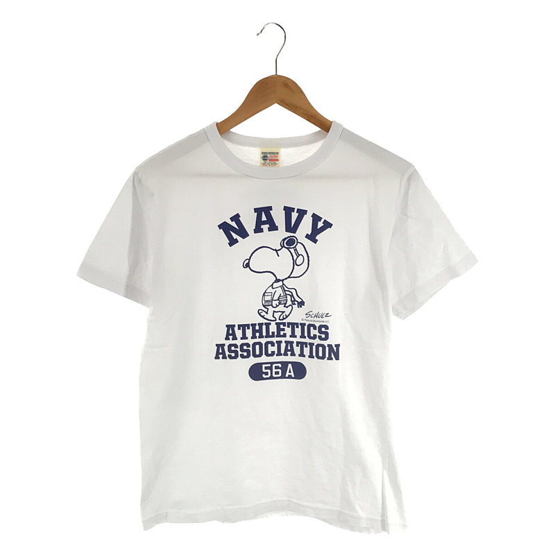 × PEANUTS SNOOPY ピーナッツ スヌーピー USA製 U.S.NAVY USN 両面プリント Tシャツ カットソー