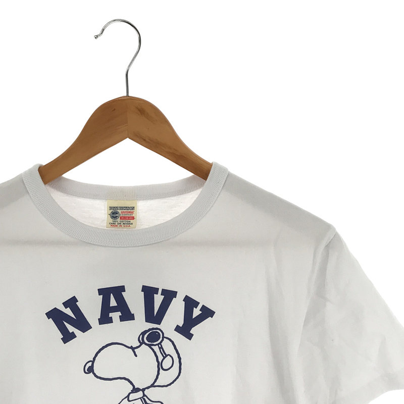 その他 × PEANUTS SNOOPY ピーナッツ スヌーピー USA製 U.S.NAVY USN 両面プリント Tシャツ カットソー