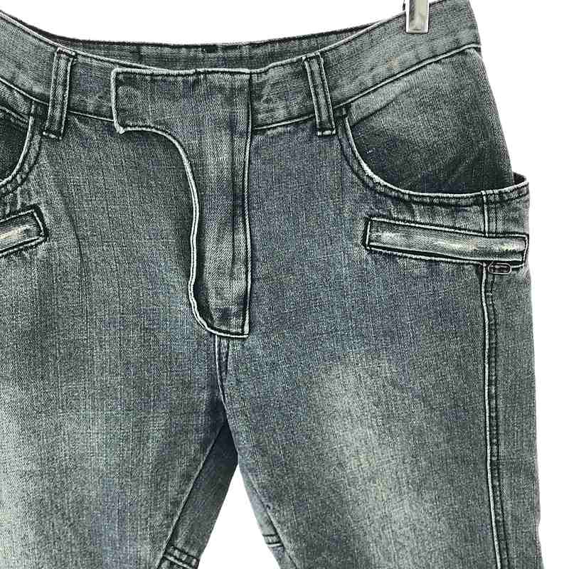 BALMAIN / バルマン パネル切替 ダブルニー 裾ジップ バイカー デニムパンツ