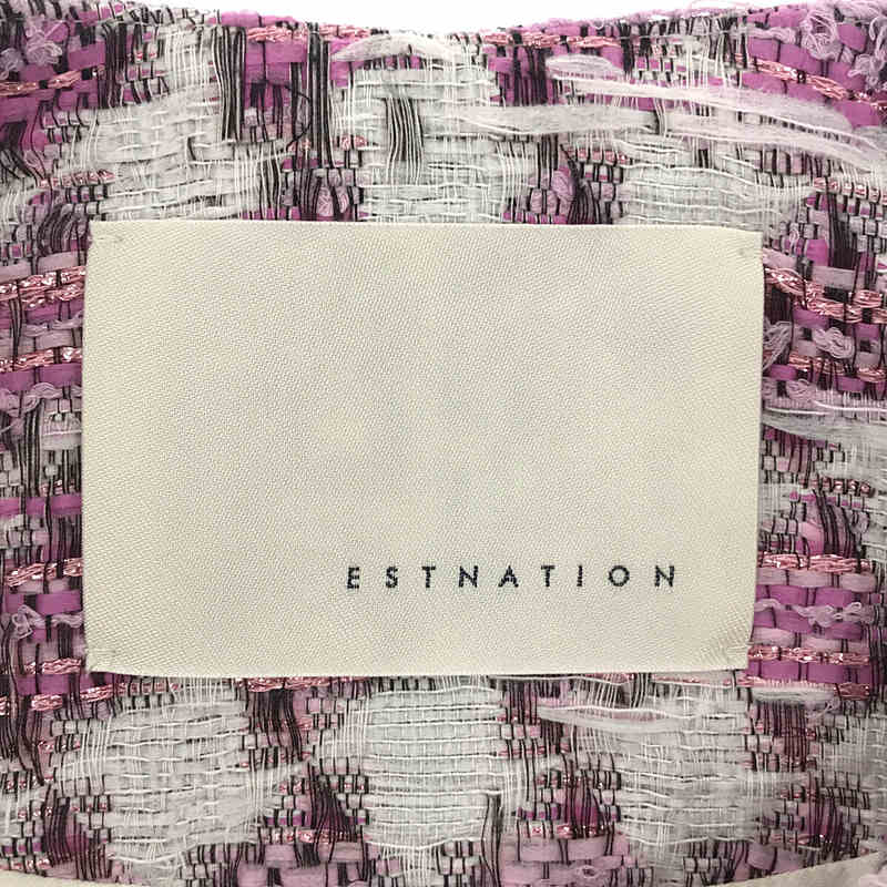 ESTNATION / エストネーション ノーカラー オープン ツイードジャケット