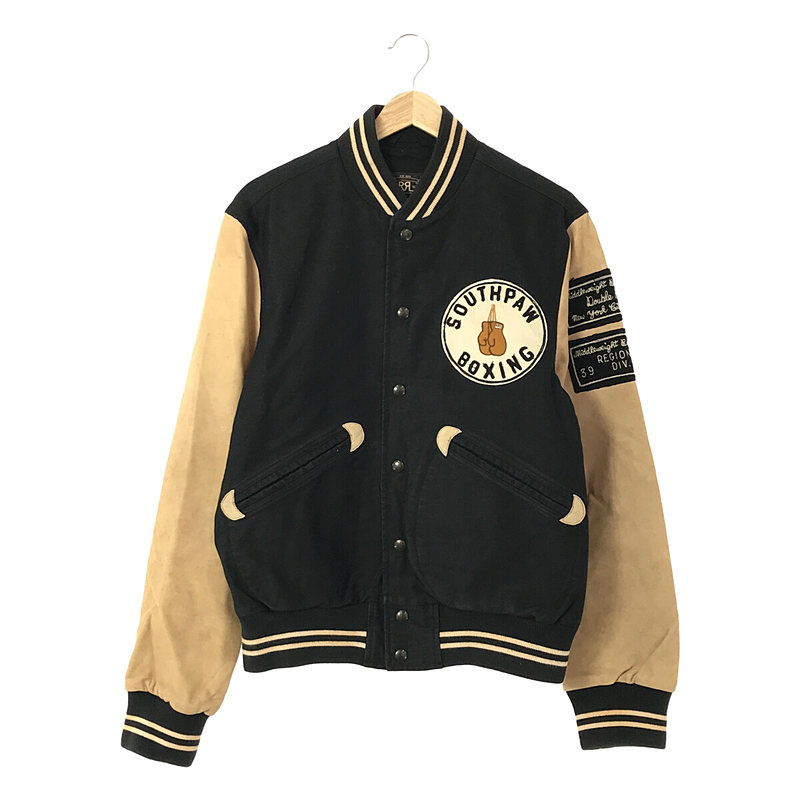 ヴィンテージ加工 SOUTHPAW BOXING VARSITY JACKET 袖レザー ワッペン スタジャン