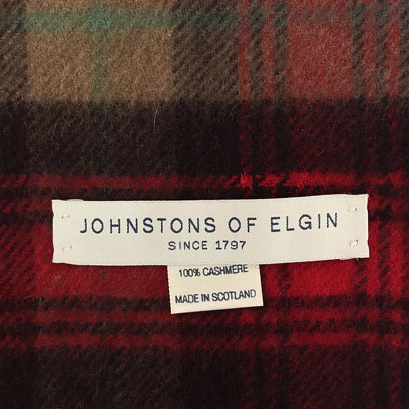 JOHNSTONS OF ELGIN / ジョンストンズオブエルガン cashmere 100％ / カシミヤ チェック フリンジ ストール マフラー