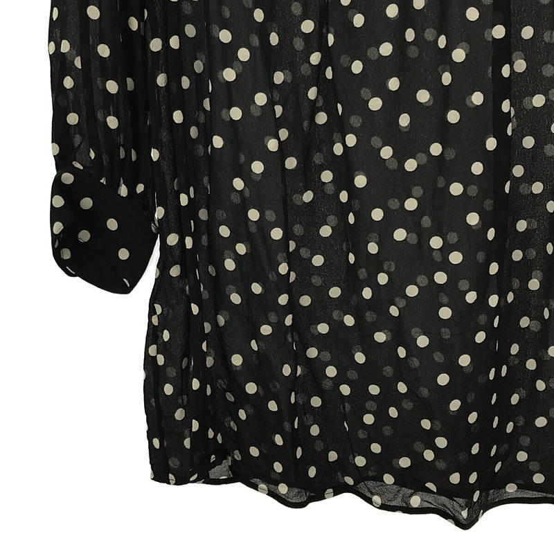 SAINT LAURENT / サンローラン シルク ドット フリル プルオーバー ブラウス