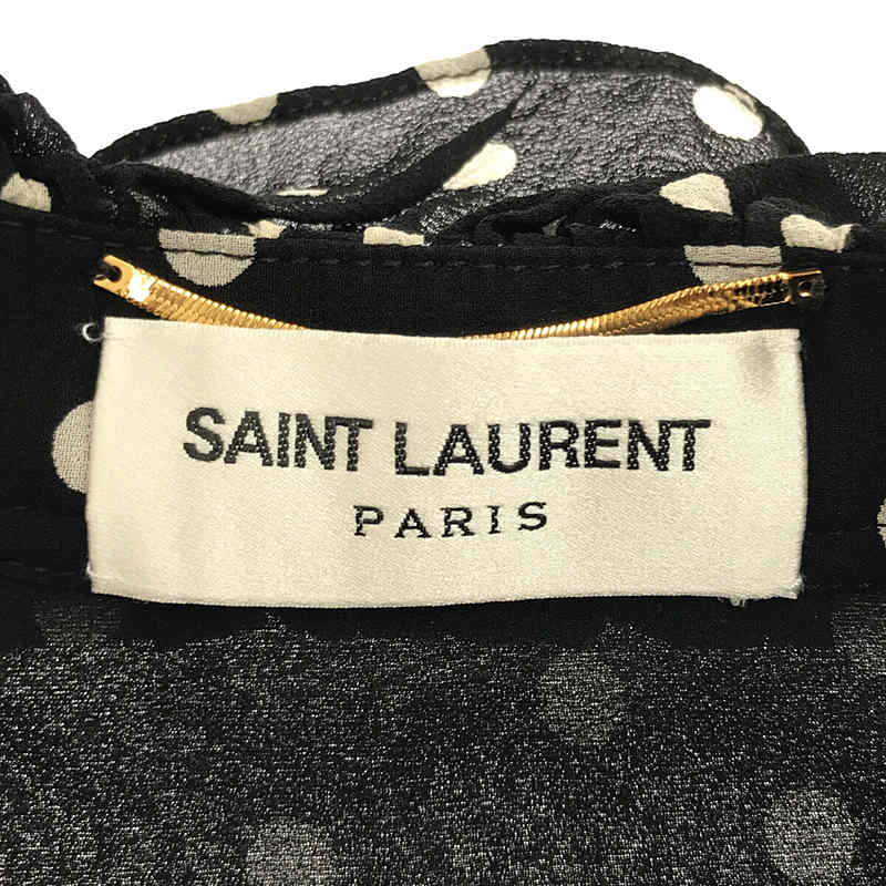 SAINT LAURENT / サンローラン シルク ドット フリル プルオーバー ブラウス