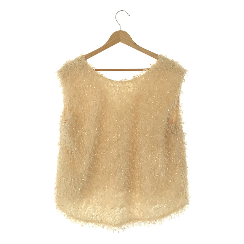 CADUNE / カデュネ ふわふわトップス フリンジ ノースリーブ / 総裏地