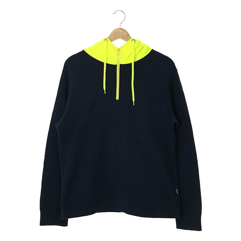 HALF ZIP PULL OVER HOODY / ハーフジップ バイカラー スウェット パーカー