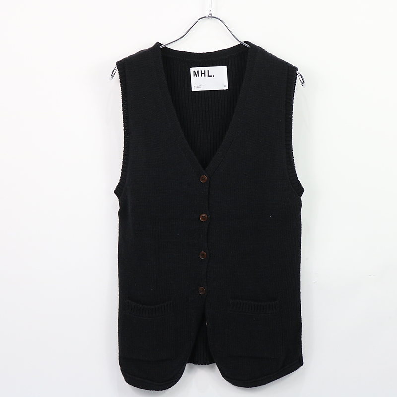 RIB BACK WAISTCOAT コットンリネンニットベストMHL. / エムエイチエル マーガレットハウエル