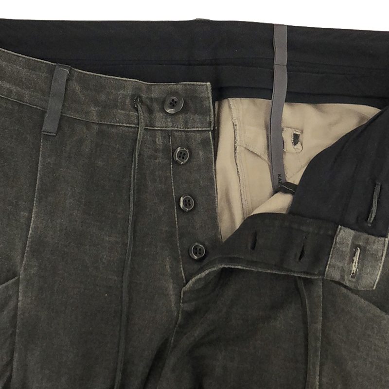 KAZUYUKI KUMAGAI ATTACHMENT / カズユキクマガイアタッチメント コーティング度詰天竺 アンクルカットジョッパーズパンツ