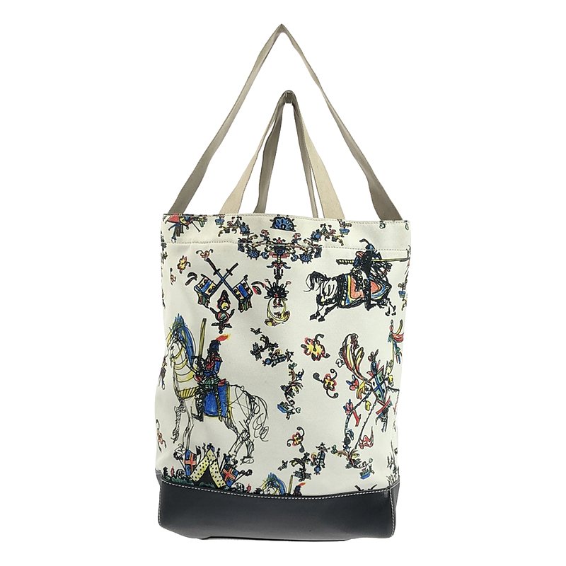 JW Anderson / ジェイダブルアンダーソン 2Way ロゴ 騎兵隊 プリント キャンバス レザー切替 トート ショルダーバッグ ユニセックス