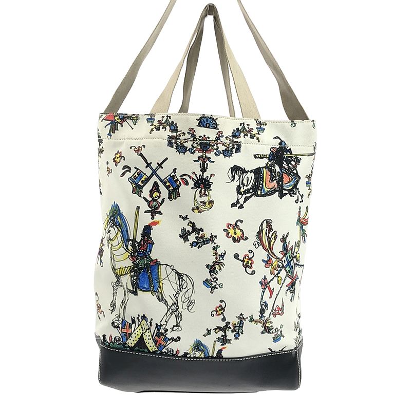 JW Anderson / ジェイダブルアンダーソン 2Way ロゴ 騎兵隊 プリント キャンバス レザー切替 トート ショルダーバッグ ユニセックス