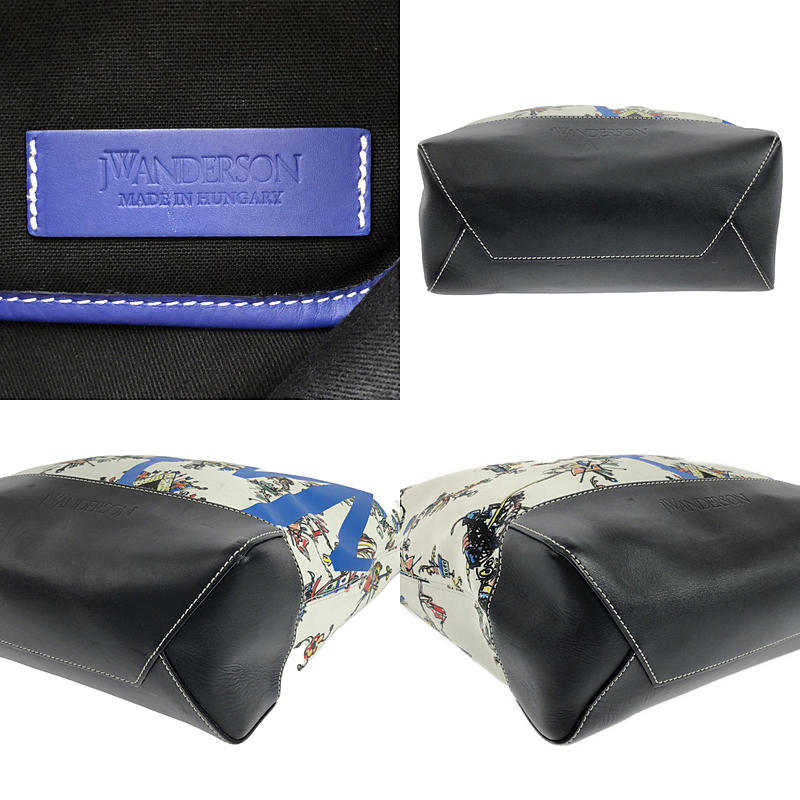 JW Anderson / ジェイダブルアンダーソン 2Way ロゴ 騎兵隊 プリント キャンバス レザー切替 トート ショルダーバッグ ユニセックス