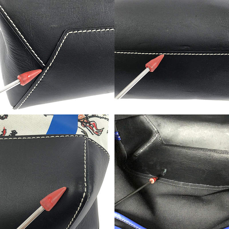 JW Anderson / ジェイダブルアンダーソン 2Way ロゴ 騎兵隊 プリント キャンバス レザー切替 トート ショルダーバッグ ユニセックス