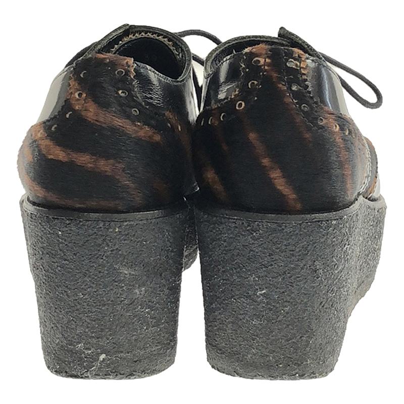 PIERRE HARDY / ピエールアルディ レザー ハラコ 切替 ウイングチップ ラバーソール シューズ