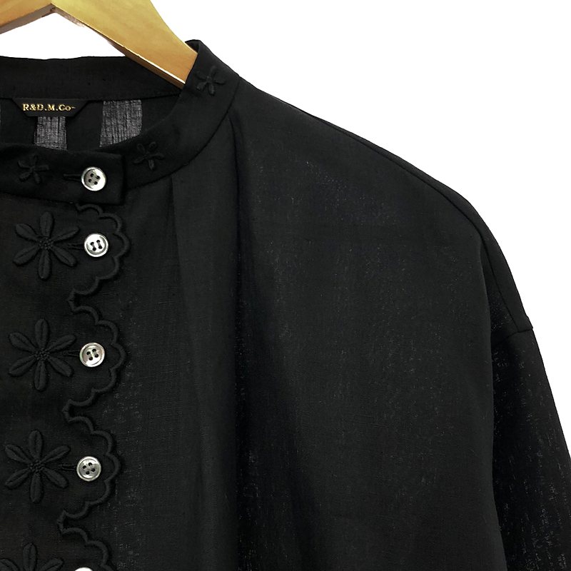 R&D.M.Co / オールドマンズテーラー SCALLOP EMBROIDERY DRESS / リネン スタンドカラー スカラップ ドレス ワンピース