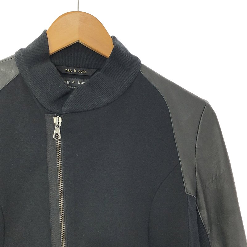 rag & bone / ラグアンドボーン レザー切替 スウェット ジップアップジャケット