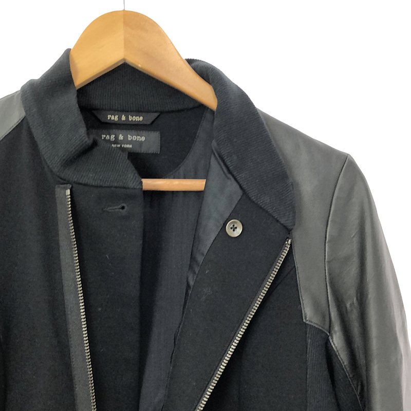 rag & bone / ラグアンドボーン レザー切替 スウェット ジップアップジャケット