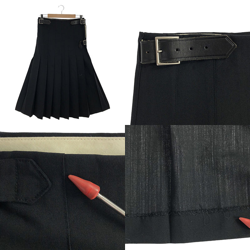 robe de chambre COMME des GARCONS / ローブドシャンブルコムデギャルソン レザー アジャスター バックプリーツ ラップ スカート