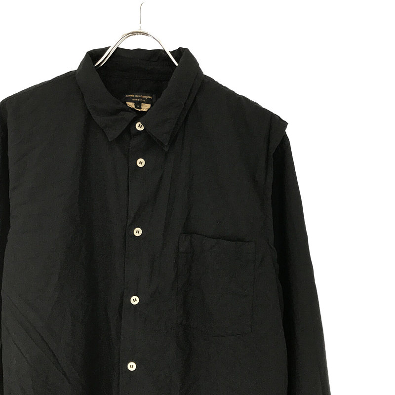 COMME des GARCONS HOMME PLUS コムデギャルソンオムプリュス 19AW SPUN BROAD GARMENT TREATED SHIRT PD-B017 ドッキングレイヤード長袖シャツ ブラック