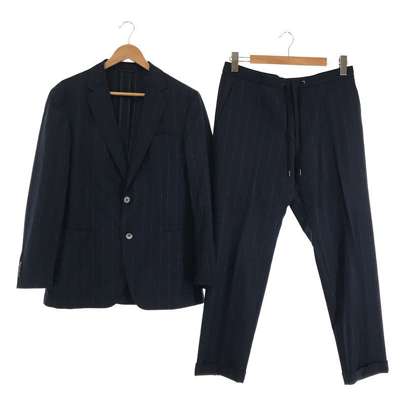 Slim Fit ウール ストライプ ノッチドラペル サイドベンツ 2B