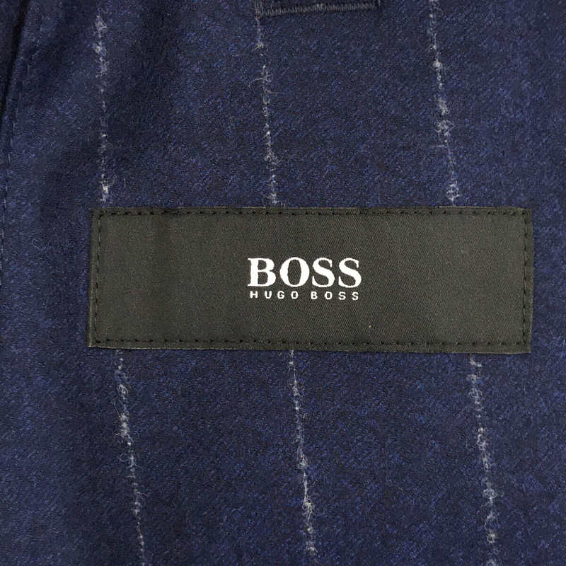 HUGO BOSS / ヒューゴ ボス Slim Fit ウール ストライプ ノッチドラペル サイドベンツ 2B テーラード ジャケット イージー スラックス セットアップ スーツ フォーマル