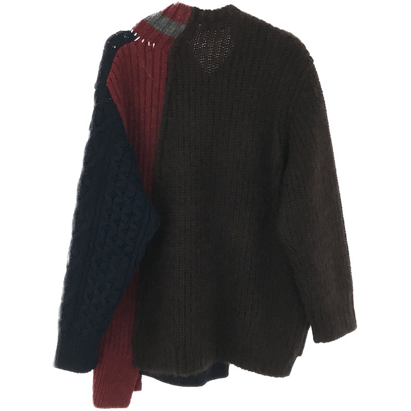 kolor / カラー VOLUME WOOL KID MOHAIR V CRAZY KNIT モヘヤケーブル クレイジーパターン Vネック ニット